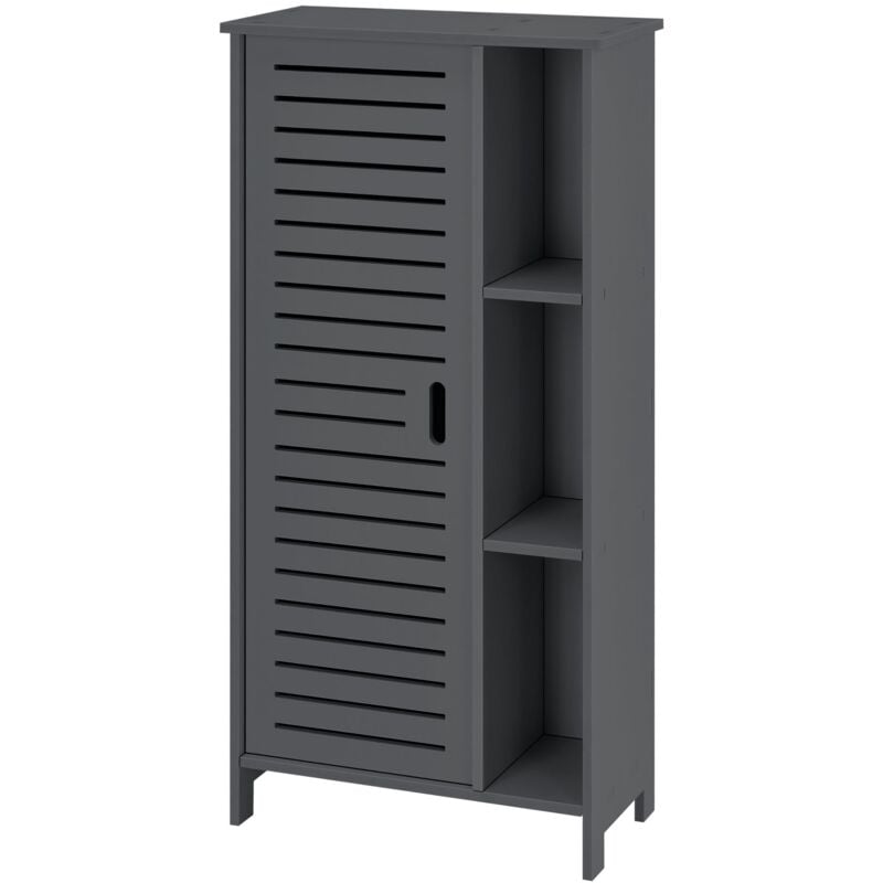 Helloshop26 - Meuble colonne pour salle de bain meuble de rangement à porte avec 3 étagères avec compartiments de stockage fermés bois composite 96 x
