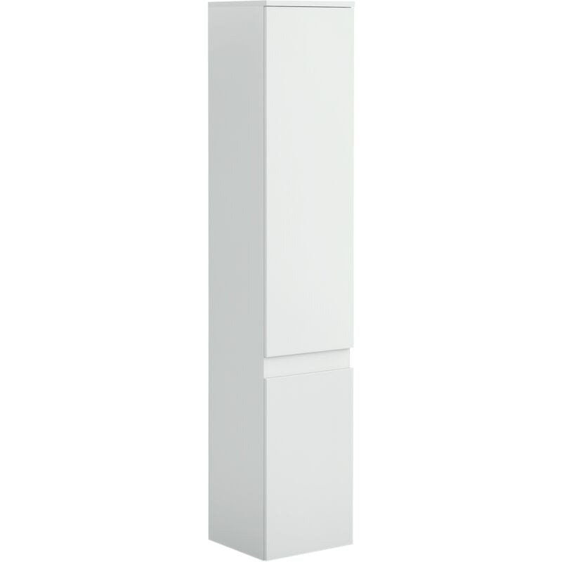 Meuble colonne rangement salle de bain 2 placards 3 étagères style contemporain blanc