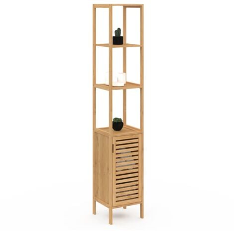 Meuble colonne salle de bain bambou BEA 1 porte