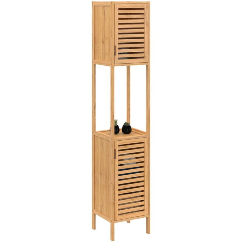 Meuble colonne salle de bain bambou bea 2 portes