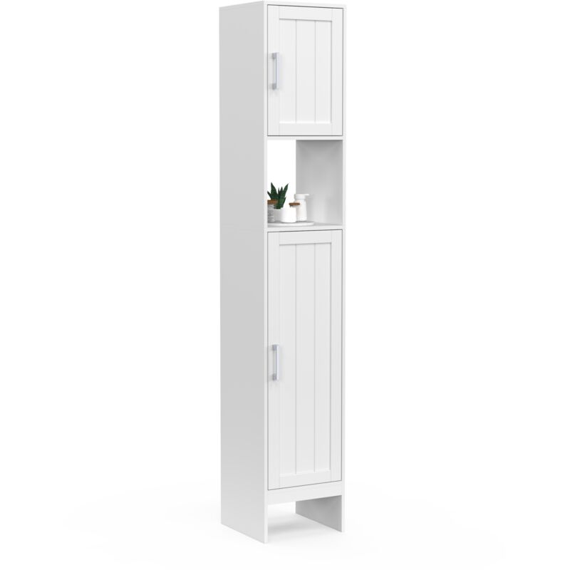 Meuble colonne salle de bain waldo 2 portes blanc