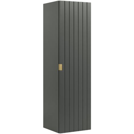 Meuble colonne suspendu de salle de bain HARMO 31 x 110 cm Façade rainuré vert semi-mat