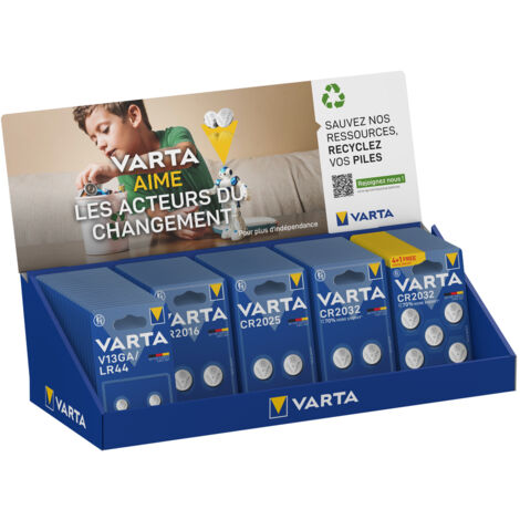 Meuble Comptoir De 100 Blisters Piles Electroniques Assortis - Varta