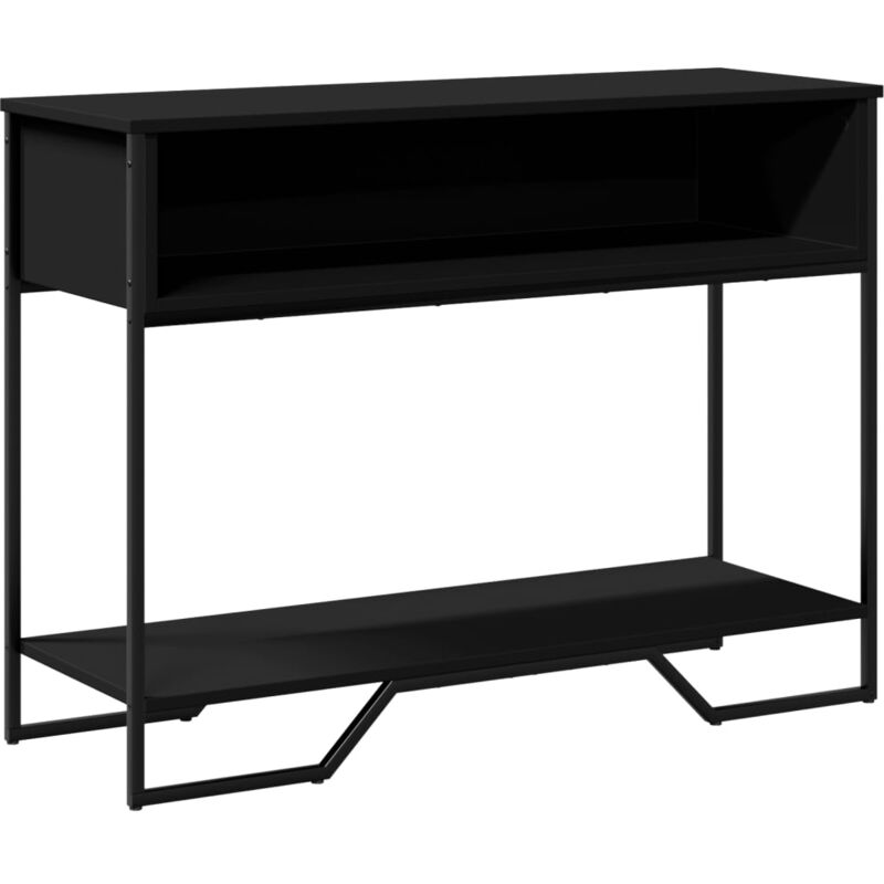 Décoshop26 - Meuble console d'entrée moderne avec espace de rangement 100 x 35 x 74,5 cm bois d'ingénierie noir et métal DEC032076
