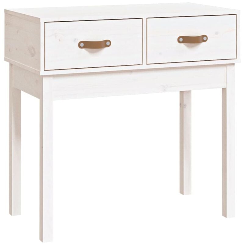 Meuble console d'entrée moderne avec tiroirs 76,5 x 40 x 75 cm bois massif de pin blanc DEC031712