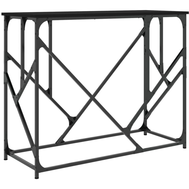 Décoshop26 - Meuble console d'entrée moderne table d'appoint 100 x 40 x 80 cm bois d'ingénierie et métal noir DEC032087