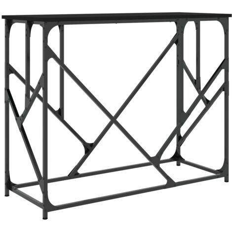 Meuble console d'entrée moderne table d'appoint 100 x 40 x 80 cm bois d'ingénierie et métal noir DEC032087