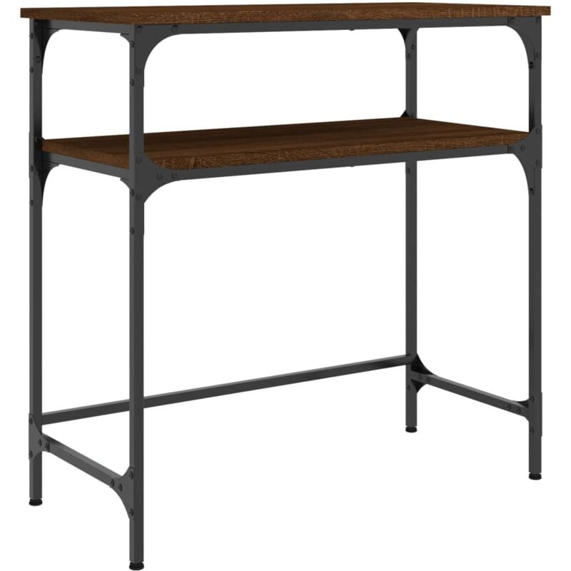 Meuble console d'entrée moderne table d'appoint avec étagère 75 x 35,5 x 75 cm bois d'ingénierie marron et métal DEC031887