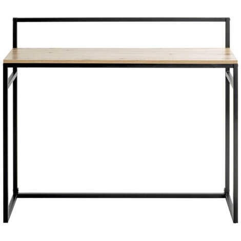 Meuble console, table console en bois coloris chêne et métal noir  -longueur 100 x profondeur 30 x hauteur 89 cm
