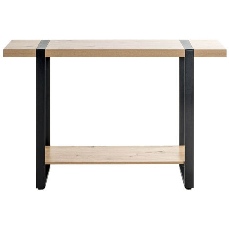 Meuble console, table console en bois coloris chêne et métal noir  -longueur 120 x profondeur 30 x hauteur 82 cm