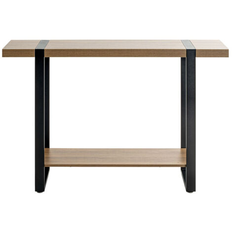 Meuble console, table console en bois coloris chêne et métal noir -longueur  120 x profondeur 30 x hauteur 82 cm