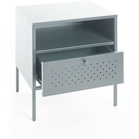 Meuble console, table console en métal coloris gris avec 1 tiroir -longueur 45 x profondeur 35 x hauteur 50 cm