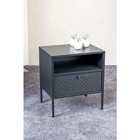 Meuble console, table console en métal coloris noir avec 1 tiroir -longueur 45 x profondeur 35 x hauteur 50 cm