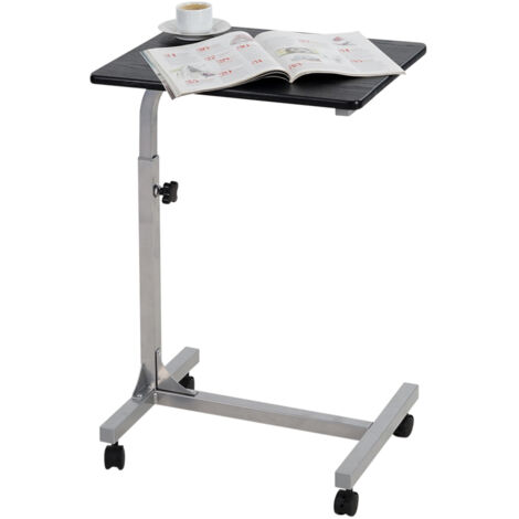MEUBLE COSY Laptop-Betttisch, höhenverstellbarer Beistelltisch – mit 4 feststellbaren Rädern, PC-Unterstützung – für Wohnzimmer, Arbeitszimmer, Schlafzimmer, Büro, Metall, Eiche, 48 x 37 x 79 cm