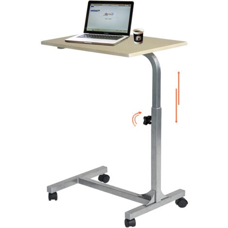 MEUBLE COSY Tavolino da Letto per Laptop Tavolino Regolabile in Altezza - con 4 Ruote Bloccabili Supporto per PC - per Soggiorno Studio Camera da Letto Ufficio, Metallo, Nero, 48x37x79 cm