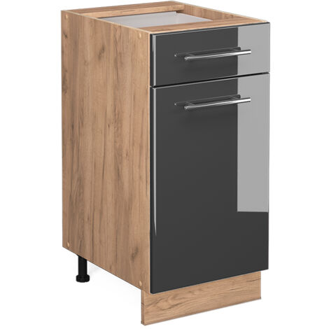 Meuble cuisine Fame-Line, Anthracite Haute brillance, 40 cm sans plan de travail, Vicco