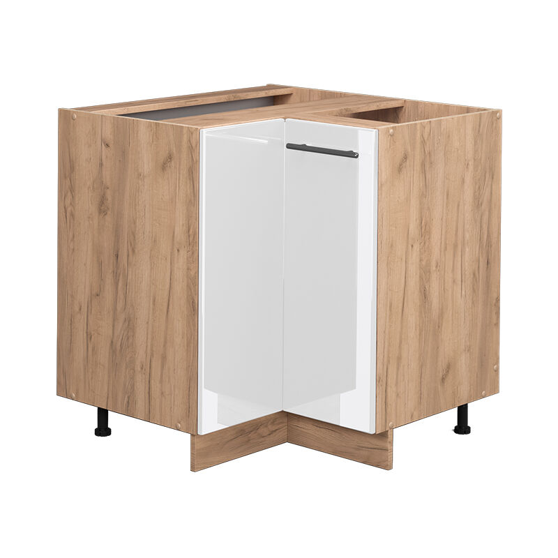 Meuble d'angle Fame-Line, Blanc Haute brillance, 80.5 cm sans plan de travail Vicco