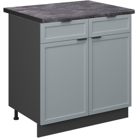 Meuble cuisine Fame-Line, Bleu clair-gris, 80 cm , PT Anthracite, Vicco