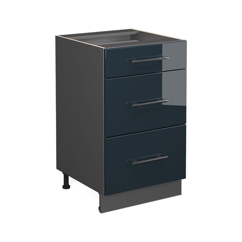 Meuble cuisine Fame-Line, Bleu foncé brillant, 50 cm sans plan de travail Vicco