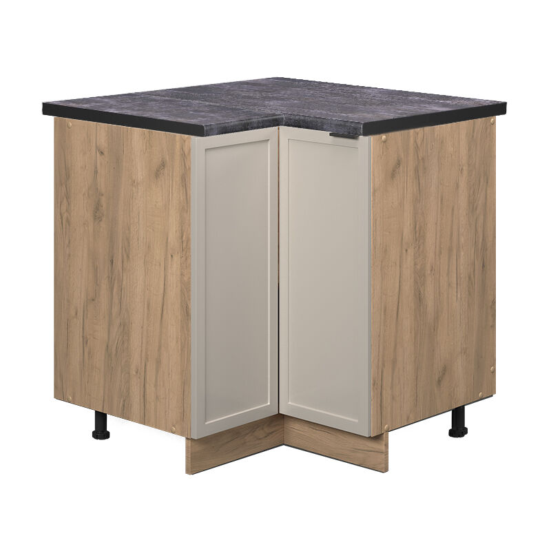 Vicco - Meuble bas d'angle Fame-Line, GrisBeige, 80.5 cm, pt Anthracite