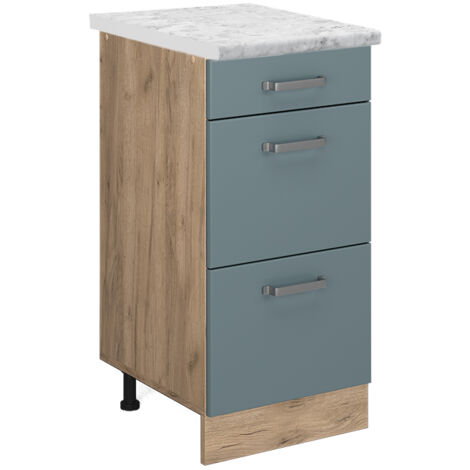 Meuble De Cuisine 2 Étagères + 1 Tiroir - Rangement Compact 40x46x81,5 Cm | Noir Et Moderne