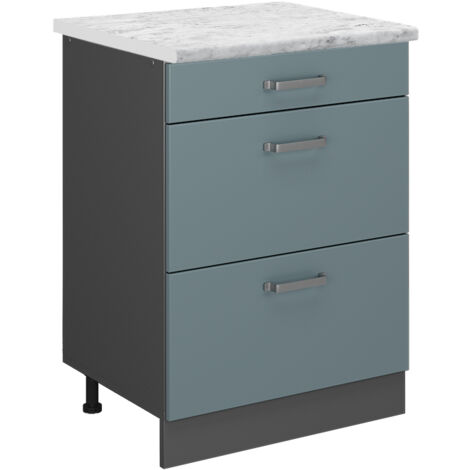 Meuble cuisine R-Line, Bleu-gris, 60cm PT Marbre, Vicco