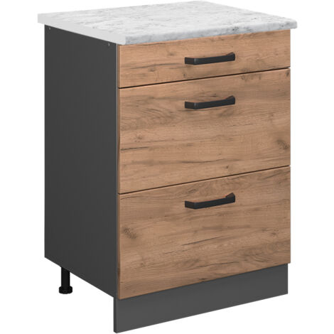 Meuble cuisine R-Line, Chêne de force doré, 60cm PT Marbre, Vicco