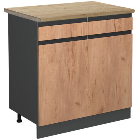 Meuble cuisine R-Line, Chêne de force doré, 80 cm , PT Chêne, Vicco