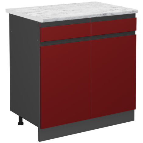 Meuble cuisine R-Line, Rouge, 80cm PT Marbre, Vicco