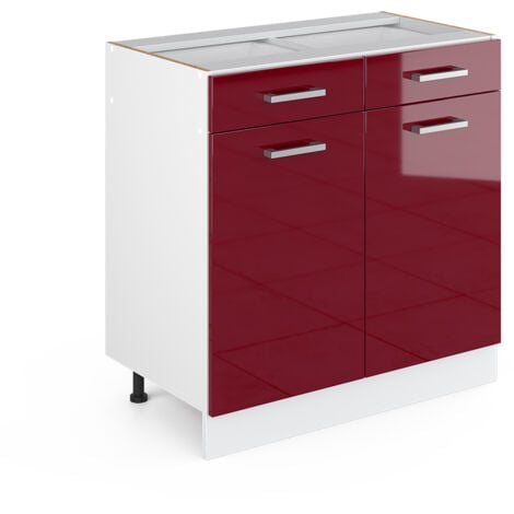 Meuble cuisine R-Line, Rouge bordeaux Haute brillance, 80 cm sans plan de travail, Vicco