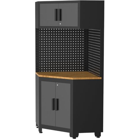 Meuble d'angle Armoire Modulable Atelier Gris Anthracite Combo VITO