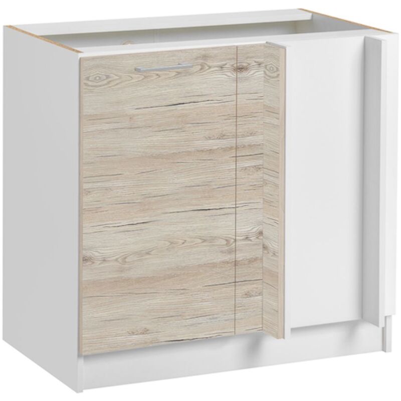 Meuble d'angle bas Eco Noyer blanchi 1 porte, l 105 cm