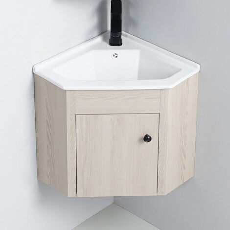 Meuble d'angle de salle de bain - Chêne Gris - Lave main - 42x42 cm - Scandinave