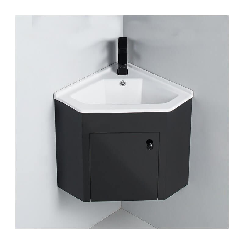Meuble Bas d'angle Salle de bain Noir Brillant 42x42 cm - Dark