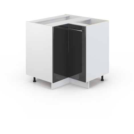 Vicco – Meuble d'angle Fame-Line – Anthracite haute brillance – Dimensions 80,5 x 82 x 80,5 cm – Panneau de particules 16 mm – Charnières à fermeture douce