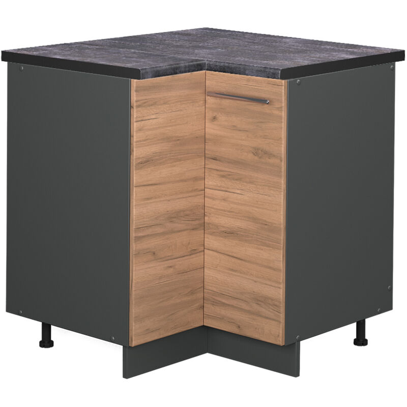 Meuble d'angle Fame-Line, Chêne de force doré, 80.5 cm , PT Anthracite, Vicco