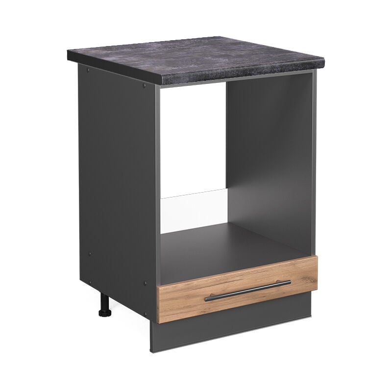 Vicco - Meuble pour four Fame-Line, Chêne de force doré, 60 cm, pt Anthracite