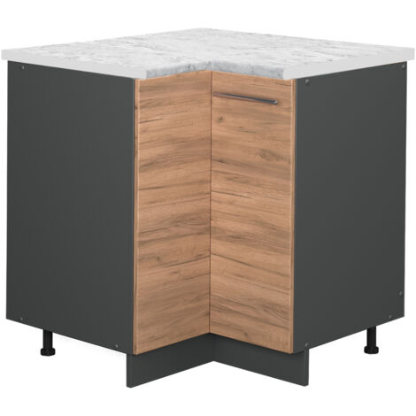 Meuble d'angle Fame-Line, Chêne de force doré, 80.5 cm , PT Marbre, Vicco