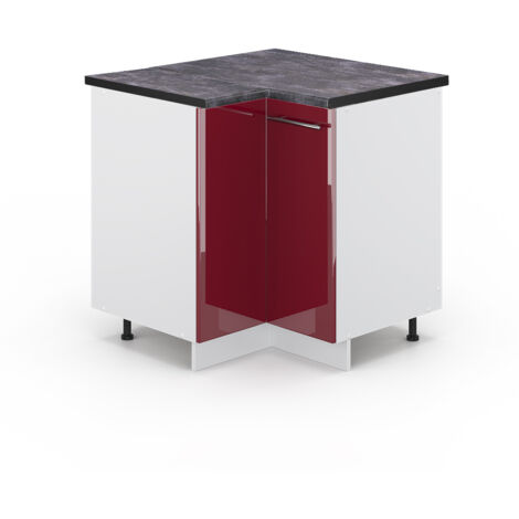 Meuble d'angle Fame-Line, Rouge bordeaux Haute brillance, 80.5 cm , PT Anthracite, Vicco