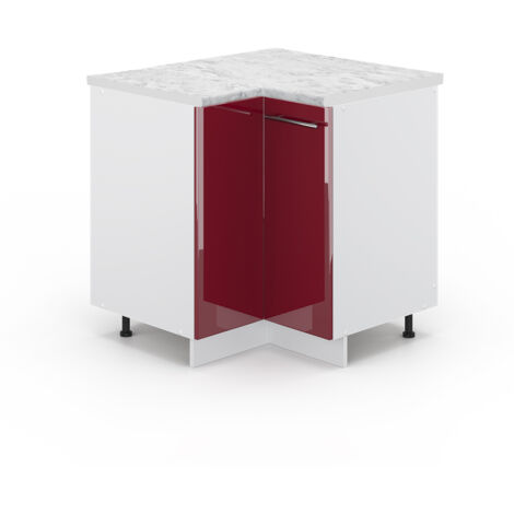Meuble d'angle Fame-Line, Rouge bordeaux Haute brillance, 80.5 cm , PT Marbre, Vicco