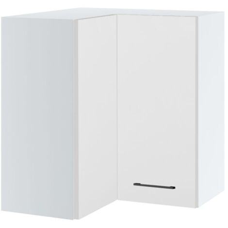Meuble d'angle haut de cuisine Lovia Blanc Mat 2 portes L 65 cm - Porte avec poignée apparente   White