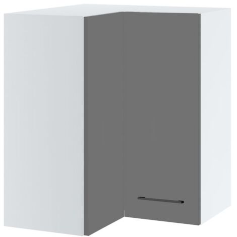 Meuble d'angle haut de cuisine Lovia Gris Mat 2 portes L 60/60 cm - Porte avec poignée apparente Grey