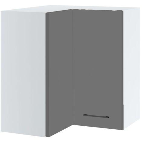 Meuble d'angle haut de cuisine Lovia Gris Mat 2 portes L 65/65 cm - Porte avec poignée apparente Grey