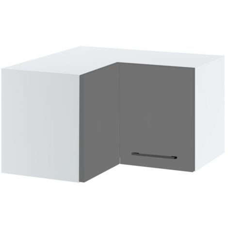 Meuble d'angle haut SLIM de cuisine Lovia Gris Mat 2 portes L 60/60 cm - Porte avec poignée apparente Grey