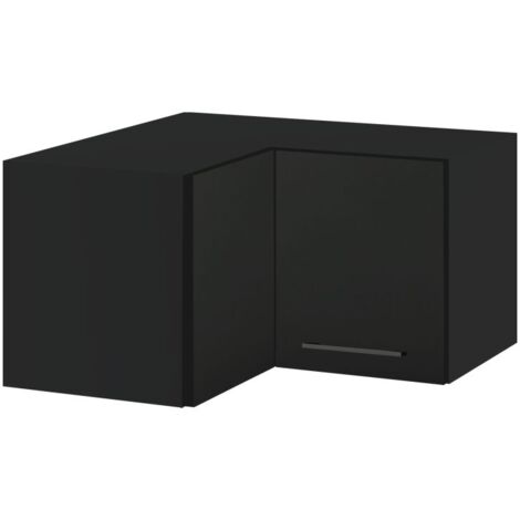 Meuble d'angle haut SLIM de cuisine Lovia Noir Mat 2 portes L 60/60 cm - Porte avec poignée apparente Black