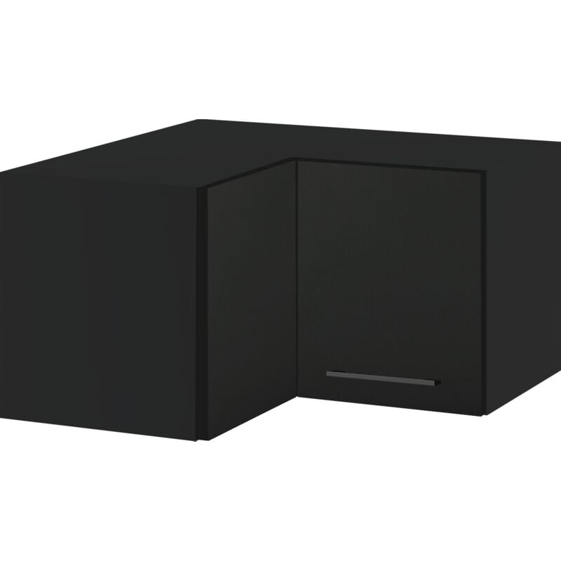 Meuble d'angle haut slim de cuisine Lovia Noir Mat 2 portes l 60/60 cm Type de façade: Porte avec poignée apparente