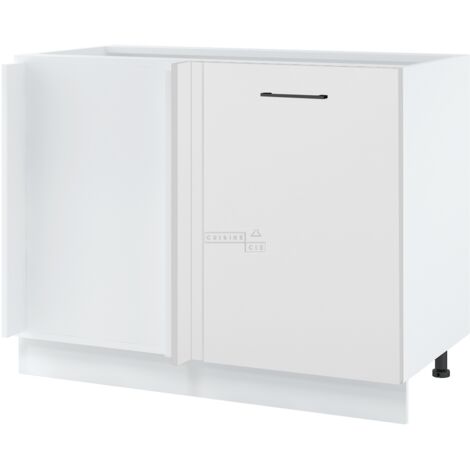 Meuble d'angle pour îlot de cuisine Lovia Blanc Mat 1 porte L 105 cm - Porte avec poignée apparente   White