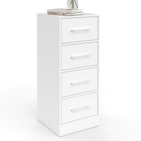 IDMARKET Meuble d'appoint 4 tiroirs UPPAH 30 cm chiffonnier, meuble de rangement bois blanc