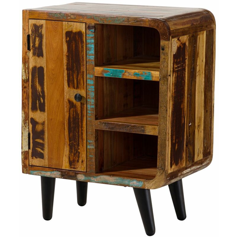 Petite commode 70x44 Bois de récupération laqué Multicolore sixties 103