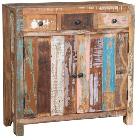 Meuble d'appoint avec 3 tiroirs et 2 portes de rangement, idéal pour le salon, la chambre ou le bureau.
